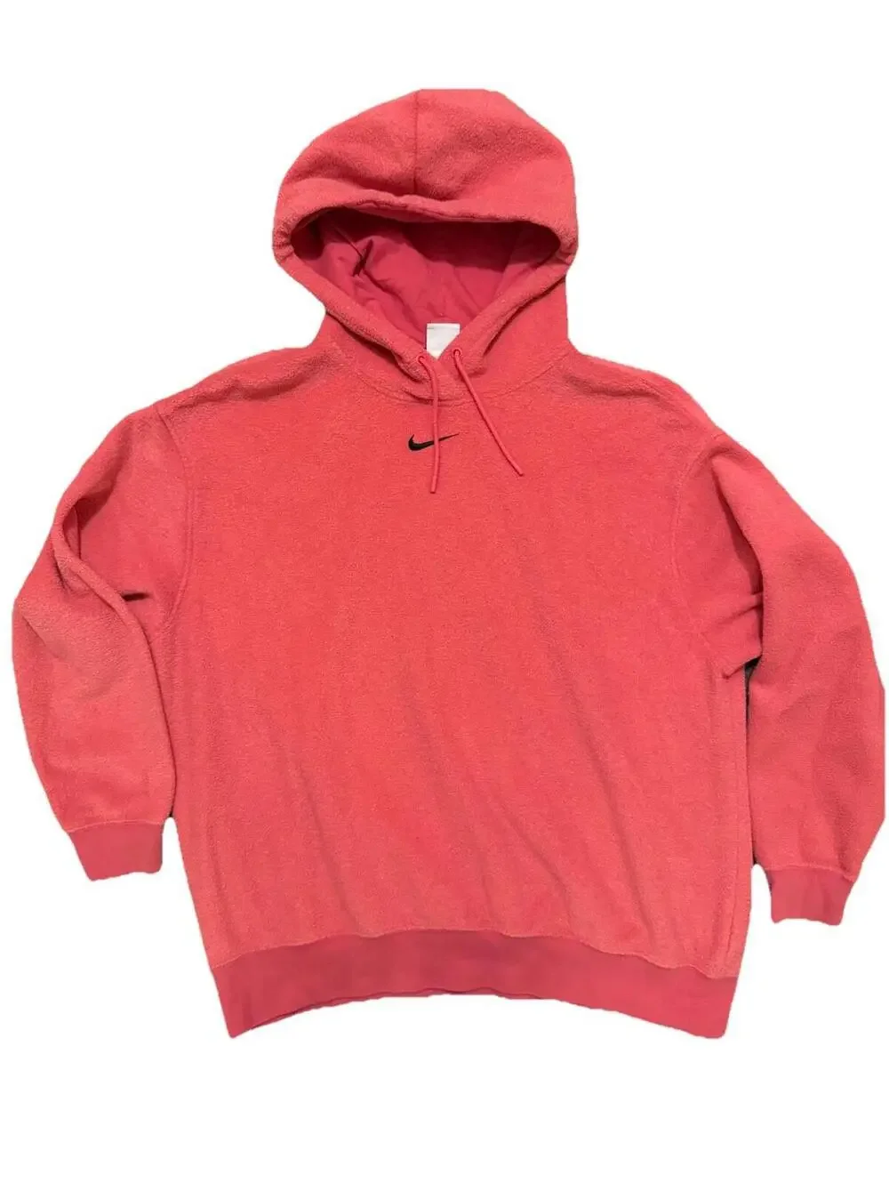 Nike Essentials womens Plush Fleece Hoodie sz M Center logo Pink Sweatshirt